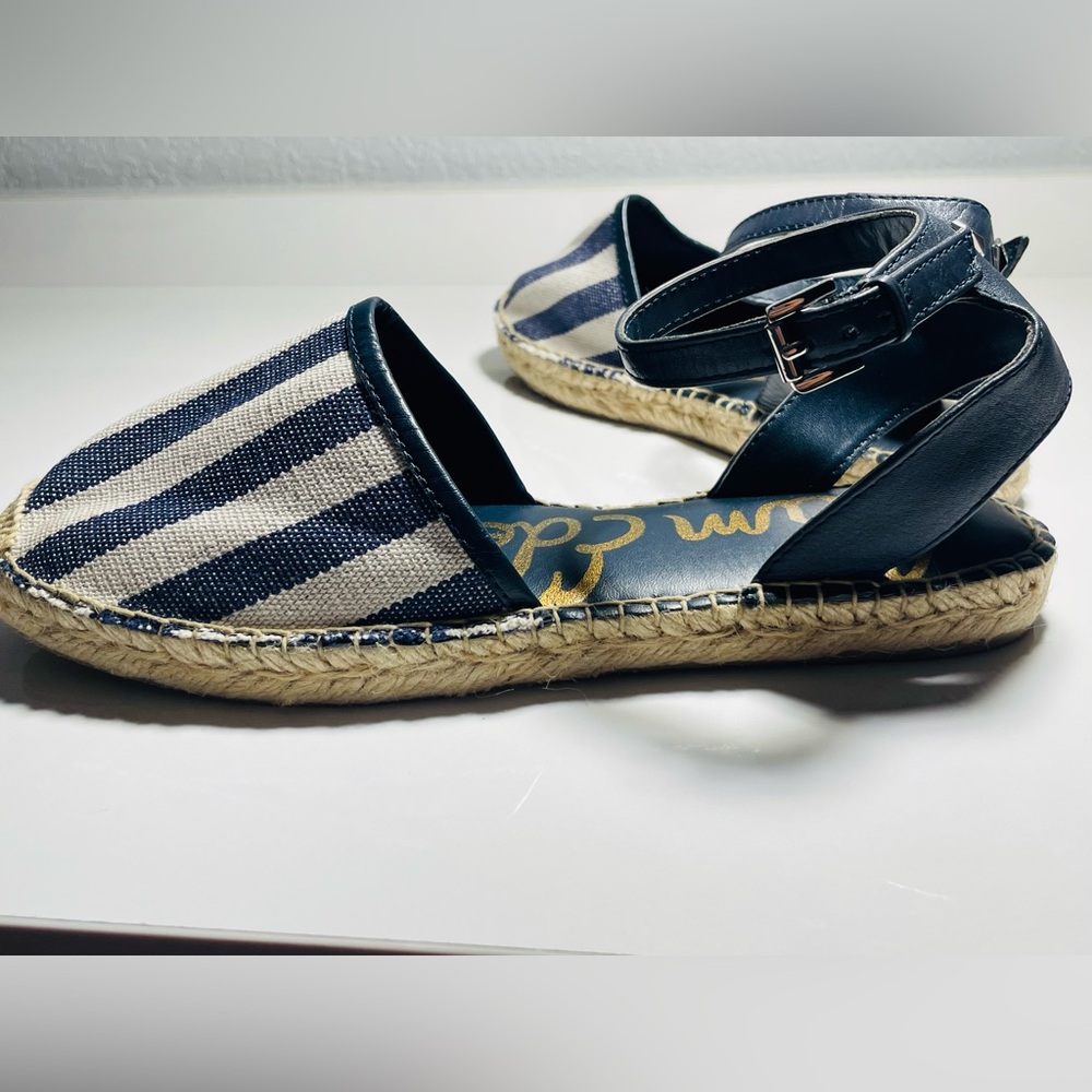 BNWOT Sam Edelman Vivian Espadrille Sandals Navy Stripe Nautical Chic Sz 7.5 - Picture 2 of 11